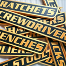 Set med 12 magnetiska etiketter för verktygslådor