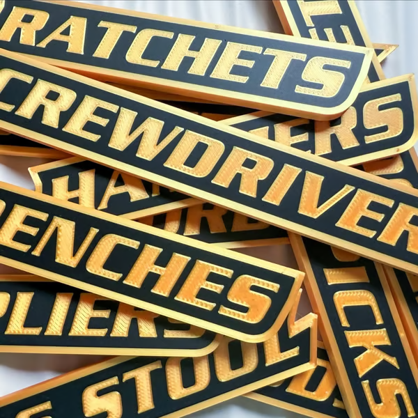 Set med 12 magnetiska etiketter för verktygslådor