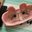 Virkad björnglasögonhållare, morsdagspresent, dekorativt glasögonställ