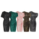 Damklänning med en axel och paljettmönster, glittrande festklänning för klubb