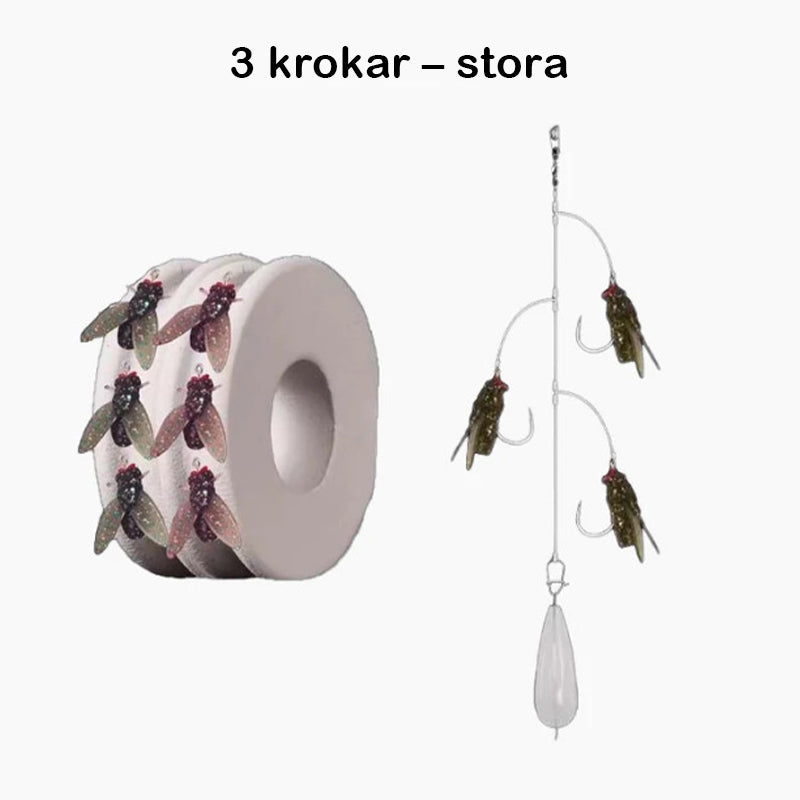 Konstflugfiskeset med flera krokar