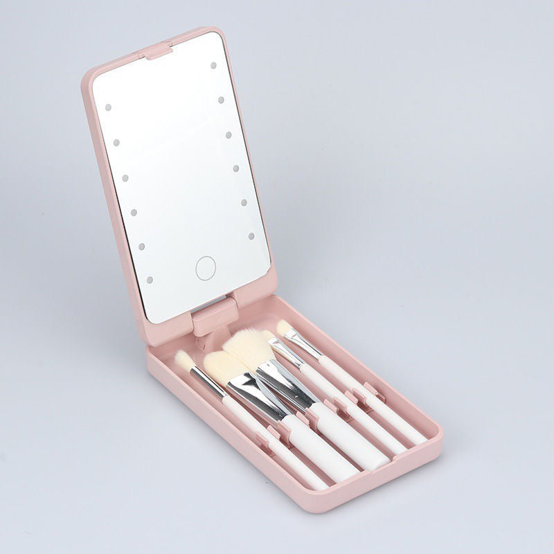 💖Travel Makeup Brush Set med LED-ljus(inklusive borste)