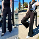 Dambyxor med vida ben, hög midja och vida ben