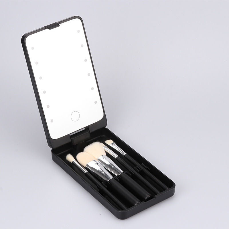 💖Travel Makeup Brush Set med LED-ljus(inklusive borste)