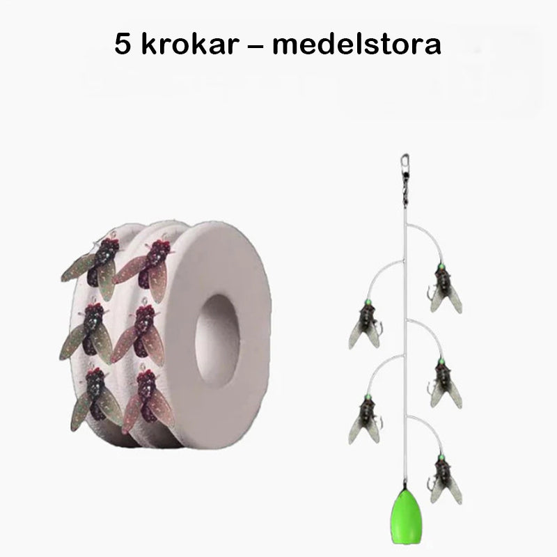 Konstflugfiskeset med flera krokar