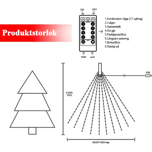 🎁Jul 🌲8 lägen 100-600 LED Firefly Twinkle String Lights