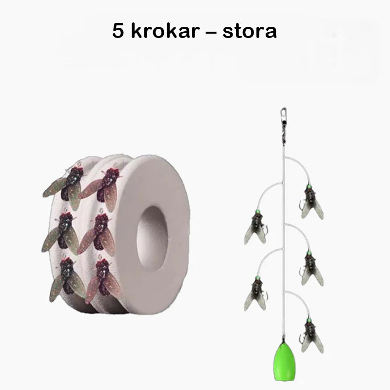 Konstflugfiskeset med flera krokar