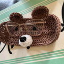 Virkad björnglasögonhållare, morsdagspresent, dekorativt glasögonställ