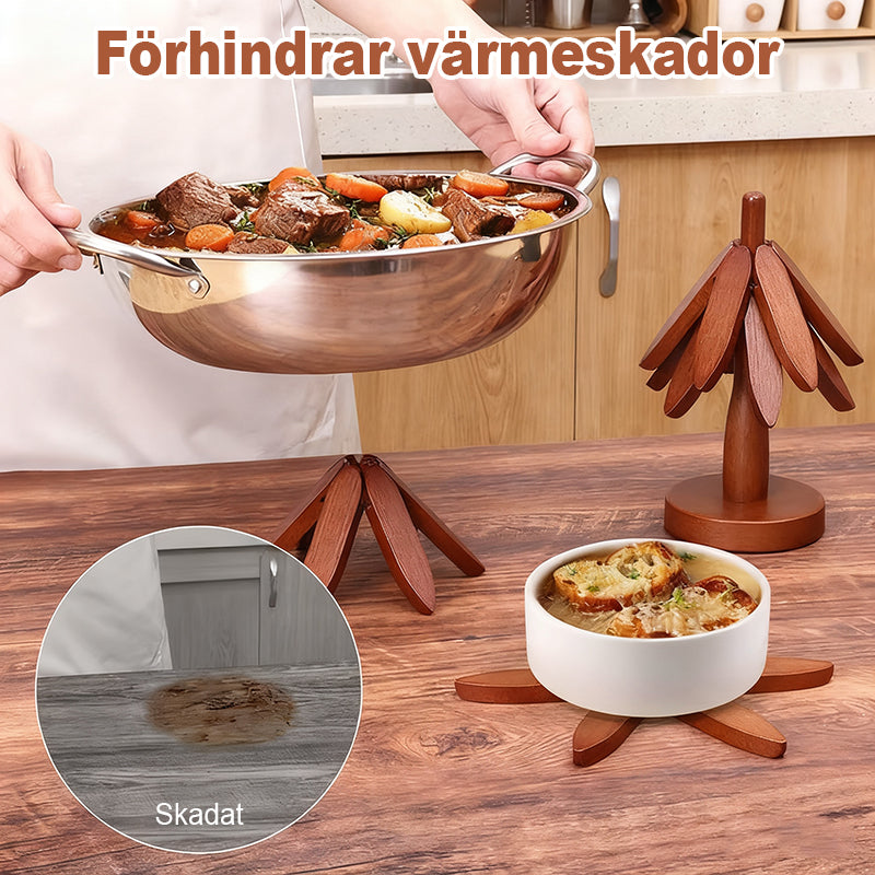 Premium värmebeständigt underlägg i naturträ för varma rätter