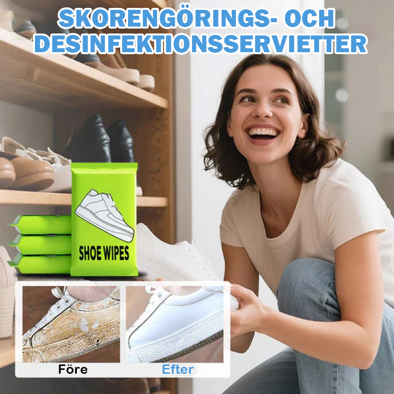 Snabbrengörande våtservetter för sko