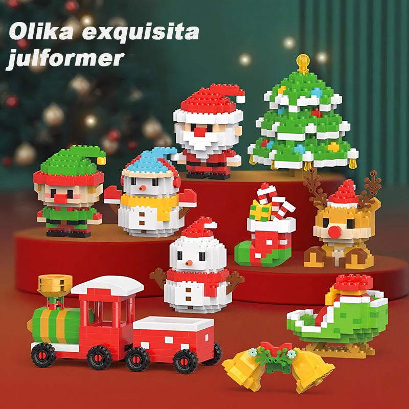 Julstil barns pedagogiska byggklossleksaker