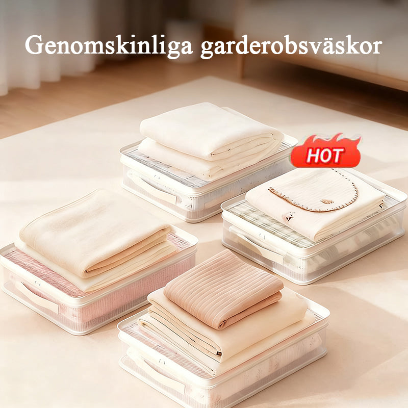 Genomskinliga förvaringspåsar för garderoben