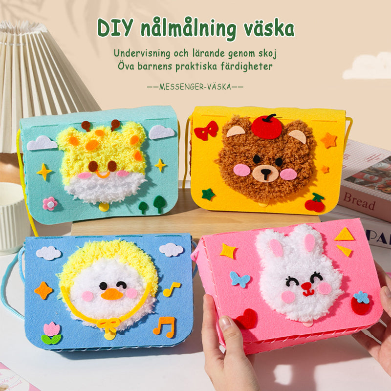 Förälder-barn handgjord tecknad non-woven myntväska budväska