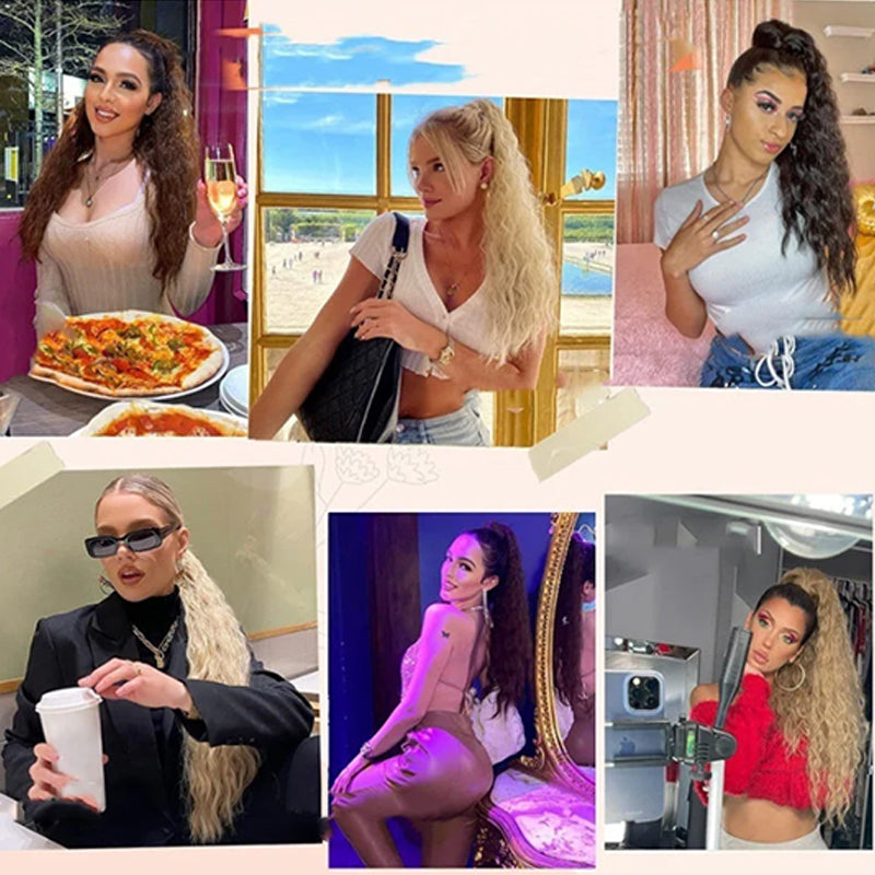 💜Lång lockig vågig peruk