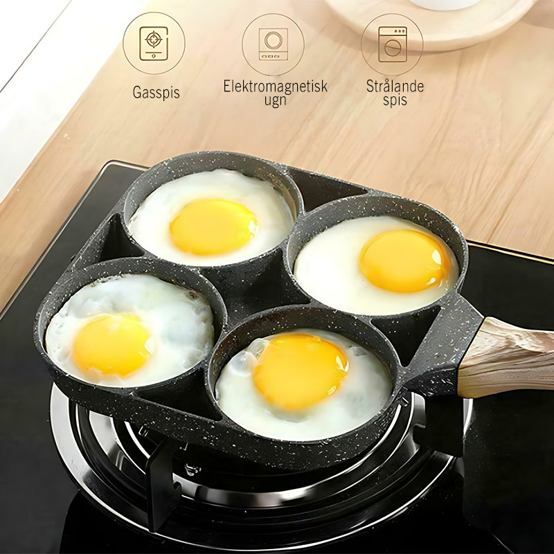 Fyra håls äggpanna, frukostomelett hushållsstekpanna non-stick panna