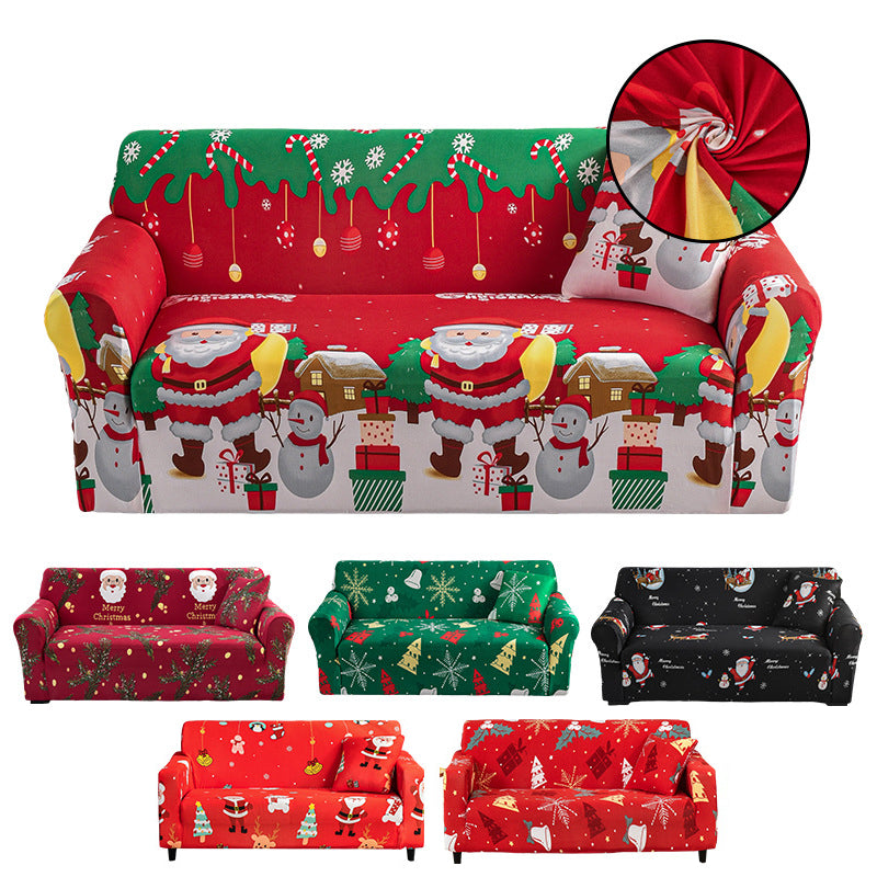 🎅Elastiskt och heltäckande sofföverdrag med jultema🎊