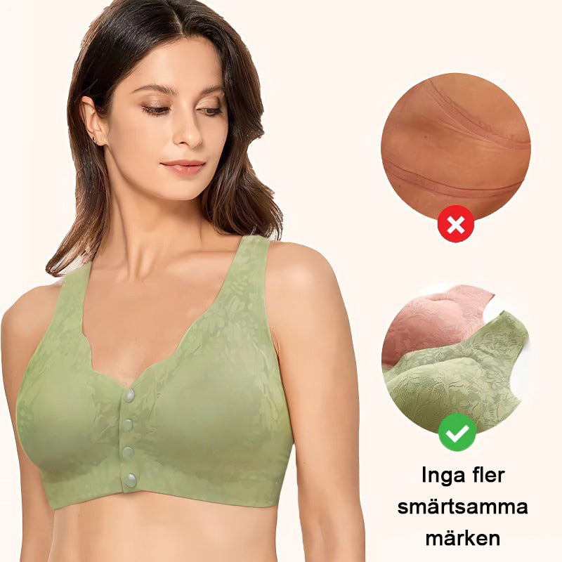 Bekväm och bekväm bh med framknapp