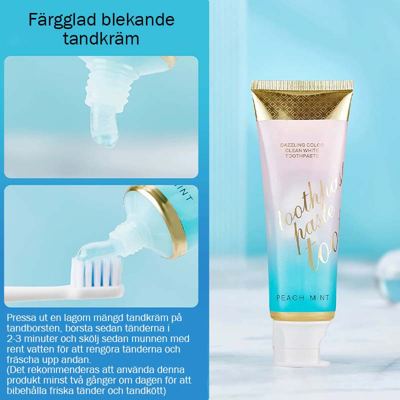 Färgglad blekande tandkräm
