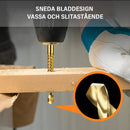 Sats med 6 titanbelagda HSS-spiralborrar (3–8 mm)