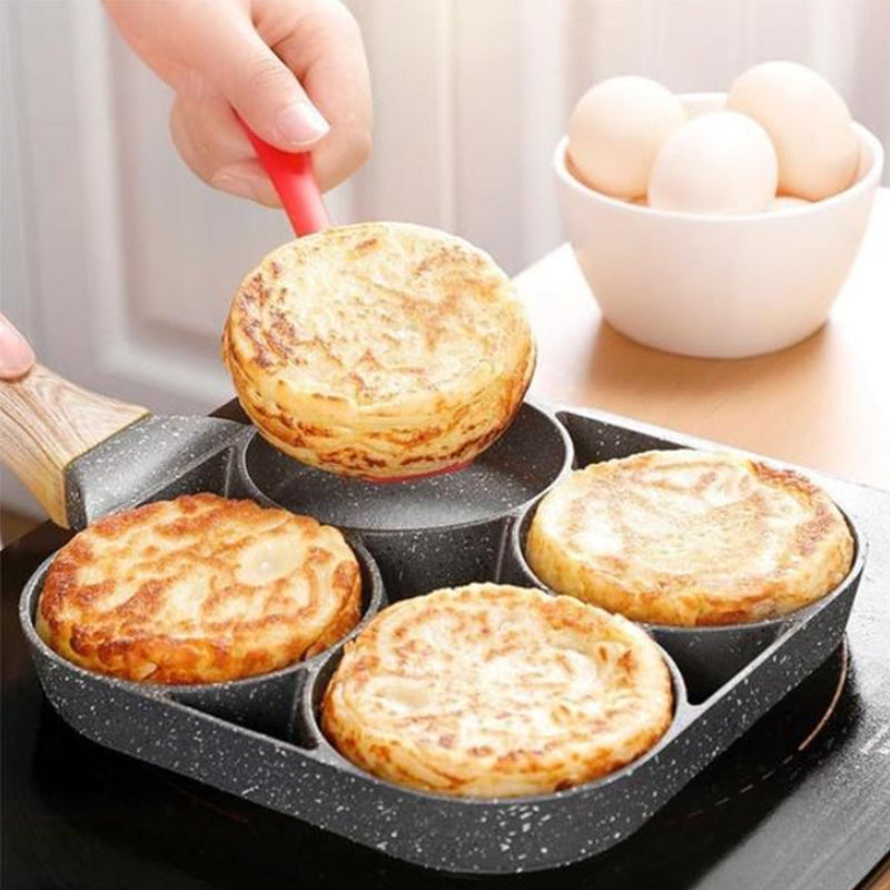 Fyra håls äggpanna, frukostomelett hushållsstekpanna non-stick panna