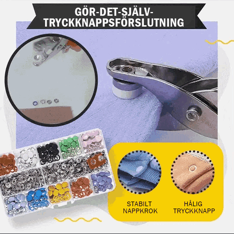 Metalltryckknapp med fästklämma