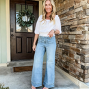 👖Högmidjade, lösa, vida byxor