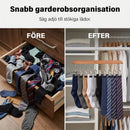 Trähängare med flera klämmor för att organisera garderoben