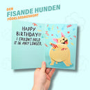 Födelsedagskort med en pruttande hund