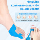 Förskuren kinesiologitejp för korrigering av hallux valgus