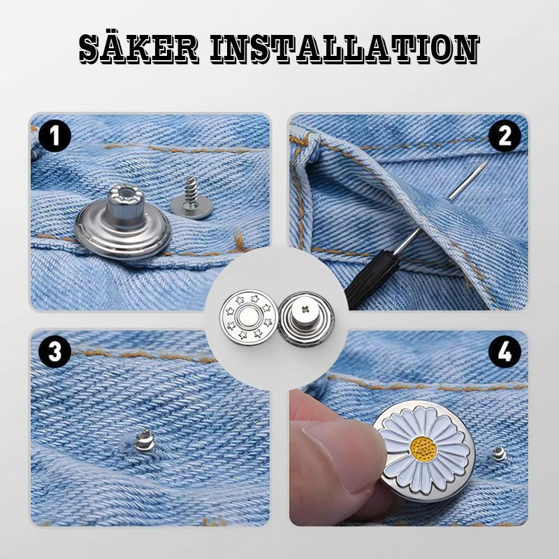 Set med avtagbara knappar