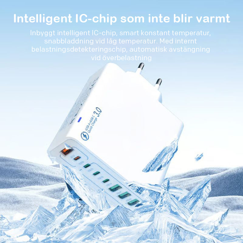 8 i 1 Vattentät USB-snabbladdare med portar