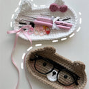 Virkad björnglasögonhållare, morsdagspresent, dekorativt glasögonställ