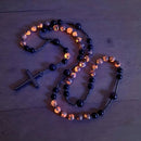Naturlig obsidian och yooperlit rosenkrans – helande kristall, energiskyddande och UV-reaktiv