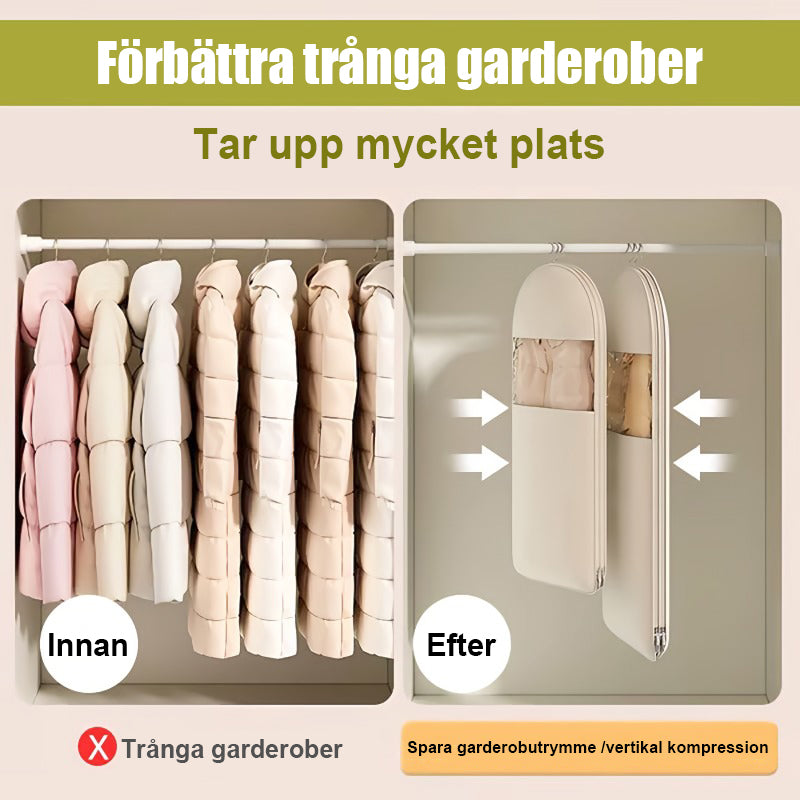 👕Platssparande hängande klädpåse med självkomprimerande dragkedja