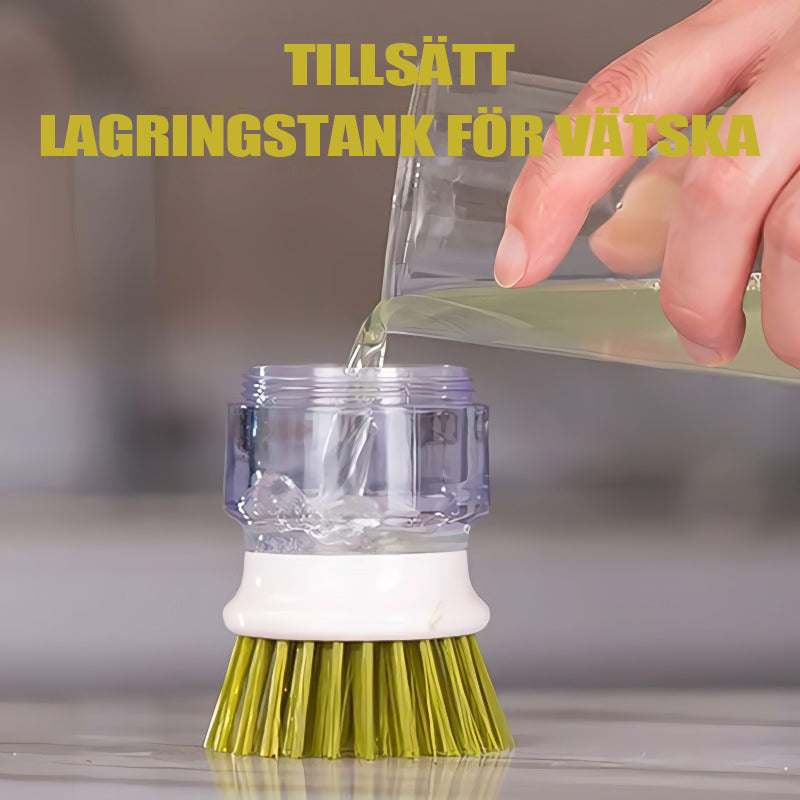 Tvättborste med integrerad tvättmedelsdispenser