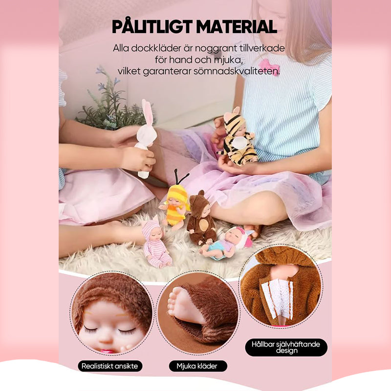 Mini realistiska babydockor med kläder
