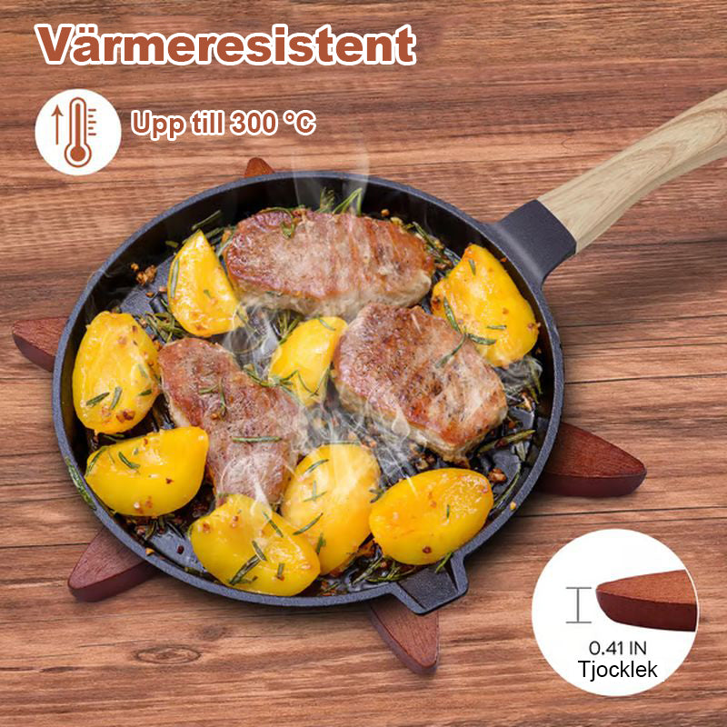 Premium värmebeständigt underlägg i naturträ för varma rätter