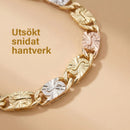 Damarmband med trefärgade marinlänkar i 14 karats guld