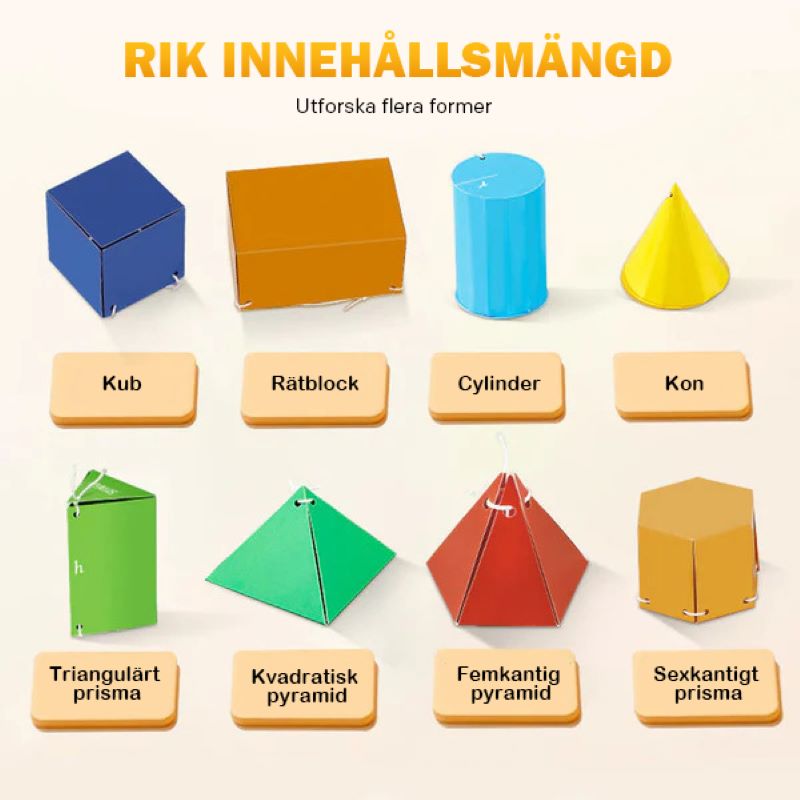 🔥Bästa presenten👶✨Dragsnöre 3D-geometri lärobok