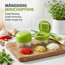 Minihackare och vitlökspress med behållare