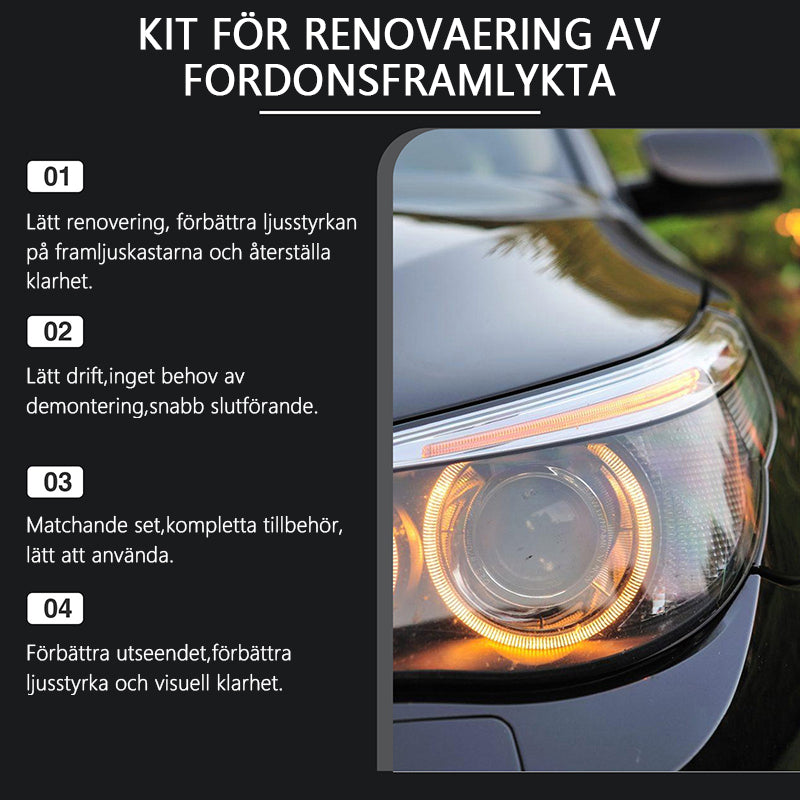 Gulnande, atomiserad repvårdsspray för strålkastare