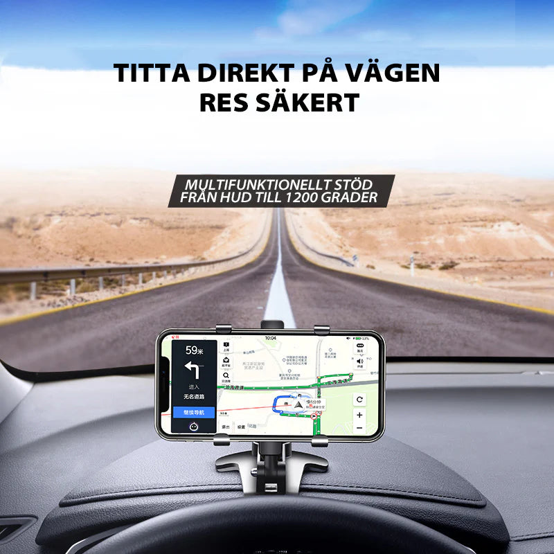 Multifunktionell mobiltelefonhållare för bilens instrumentbräda