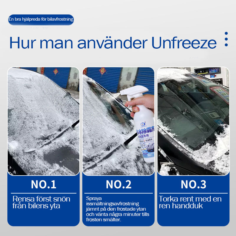 Avfrostning av bilvindruta, snösmältning och avisningsmedel