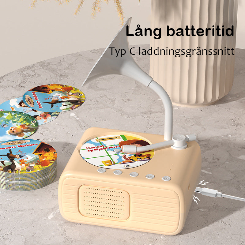 Barngrammofon med 99 kort👶Sagamaskin för småbarnspedagogik