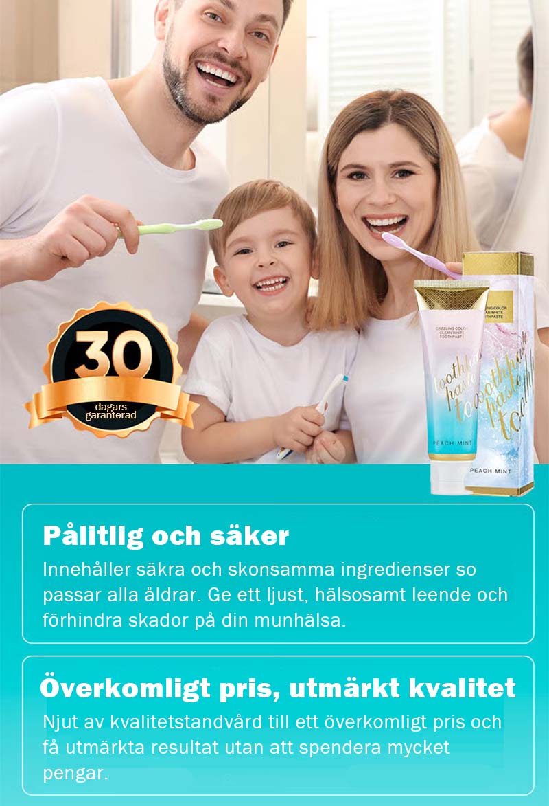 Färgglad blekande tandkräm