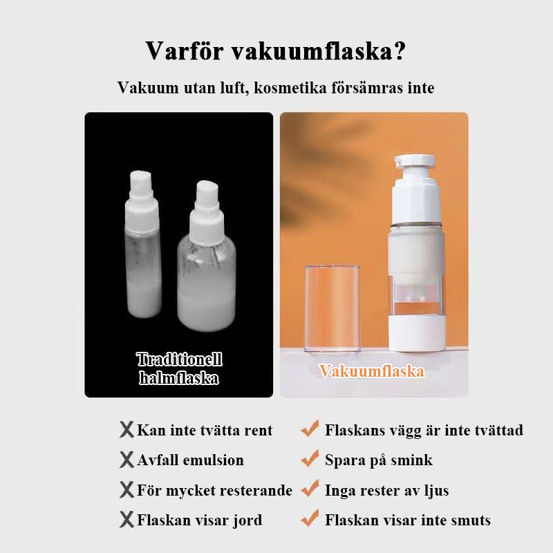 Vakuum kosmetiska resebehållare