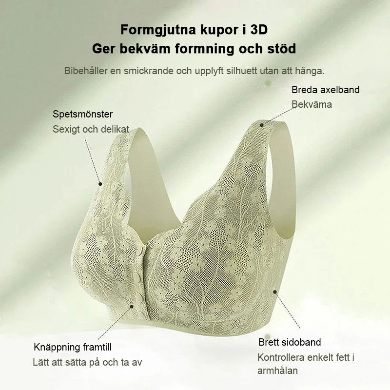 Bekväm och bekväm bh med framknapp