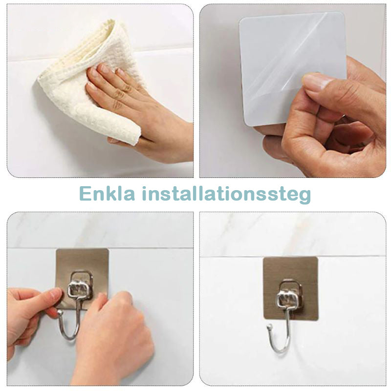 Kraftiga självhäftande väggkrokar - Spikfri montering för kök, badrum och kontor!