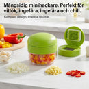 Minihackare och vitlökspress med behållare