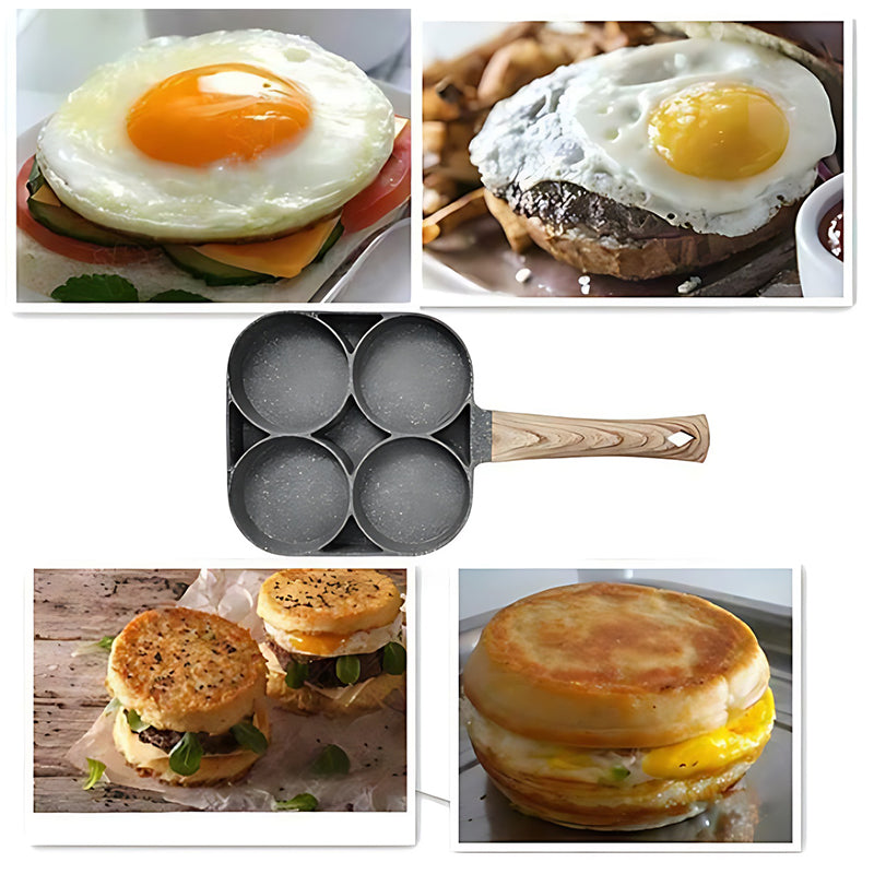Fyra håls äggpanna, frukostomelett hushållsstekpanna non-stick panna